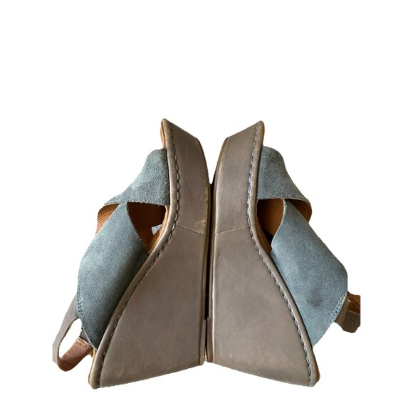 Born Devona Blue Suede Platform Wedge Sandals Size 7, Open Toe, Sling Back - Picture 8 of 9